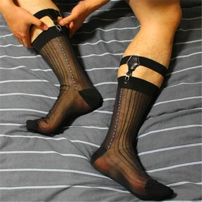 Новинка 2017 мужские прозрачные шелковые носки Соблазнительные чулки строгие