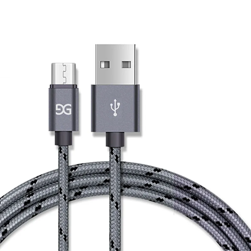 Grey for Micro usb GUSGU нейлоновый Плетеный Micro usb type-C кабель для зарядки и синхронизации данных USB кабель 25 см/1 м/2 м для освещения iPhone 7 6 5S samsung galaxy - Цвет: Grey for Micro usb