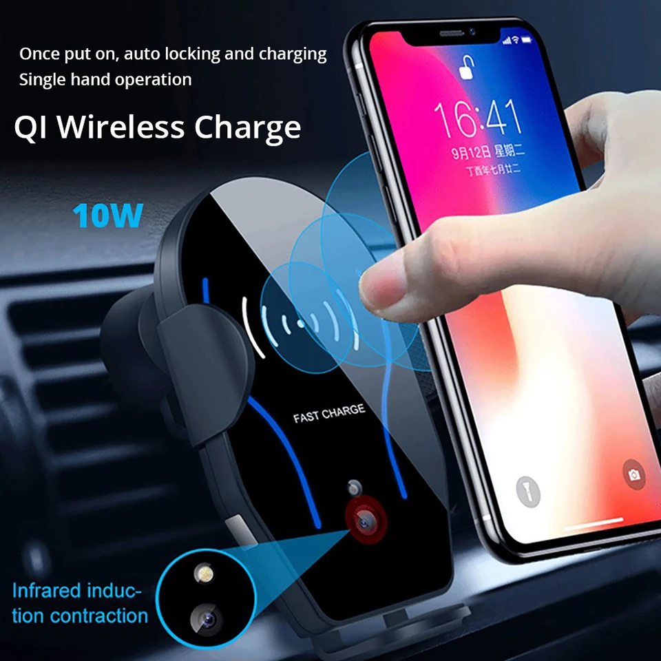 Mpow Qi Беспроводное быстрое зарядное устройство Автомобильный держатель для