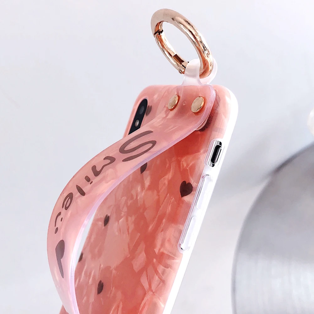 L-FADNUT браслет-держатель чехол для iPhone Xr X Xs Max 7 8 6 S Plus резиновый Loveheart с рисунком