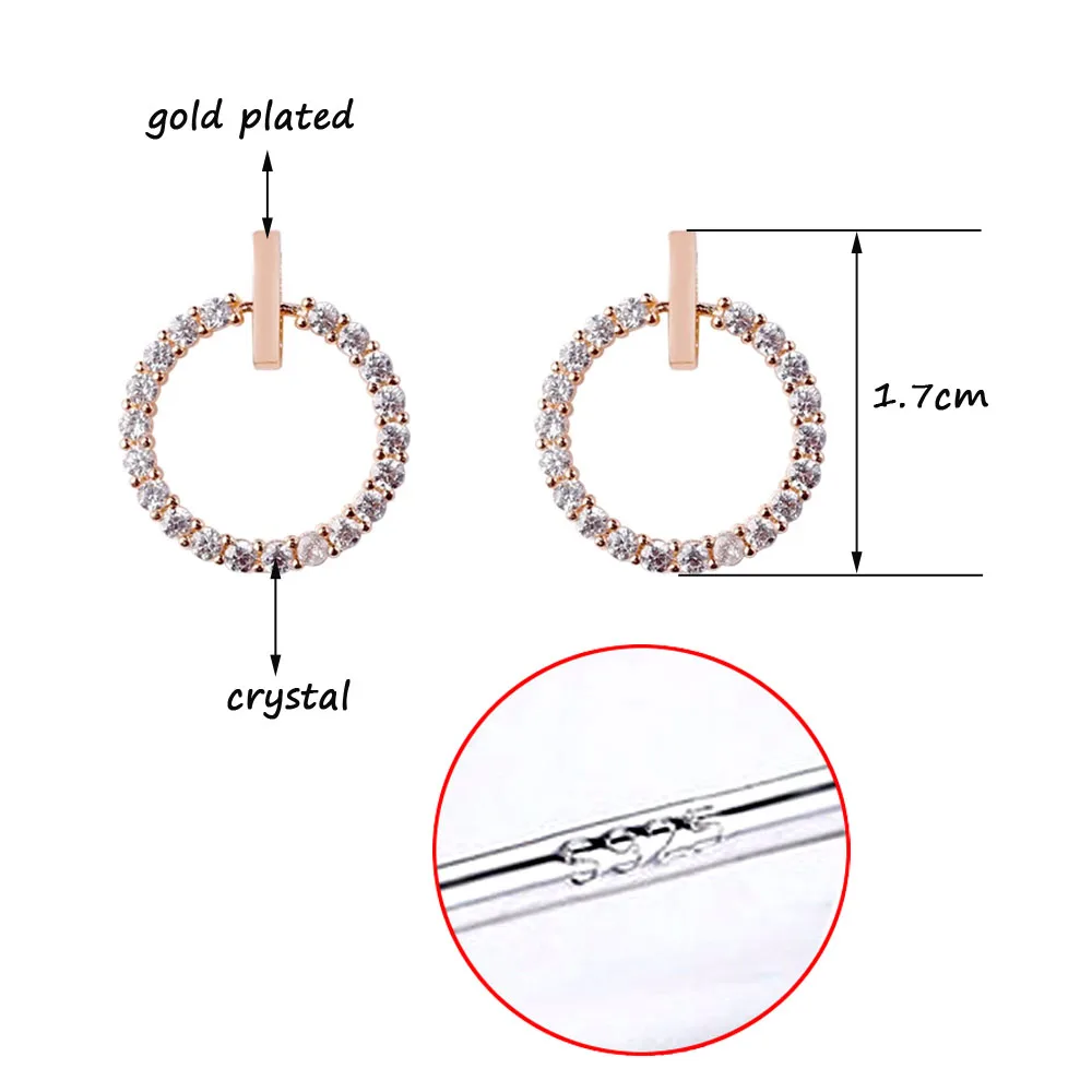 

SINLEERY Silver Color Sparkling Crystal Hollow Round Stud Earrings For Women Wedding Jewelry earrings 2021 trend Es276 SSB