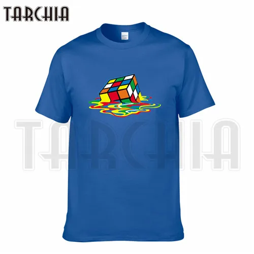 TARCHIA/, футболка, хлопковые топы, футболка большого взрыва, Шелдон, куб, забавные мужские футболки с коротким рукавом для мальчиков, повседневная мужская футболка, модная футболка - Цвет: Синий