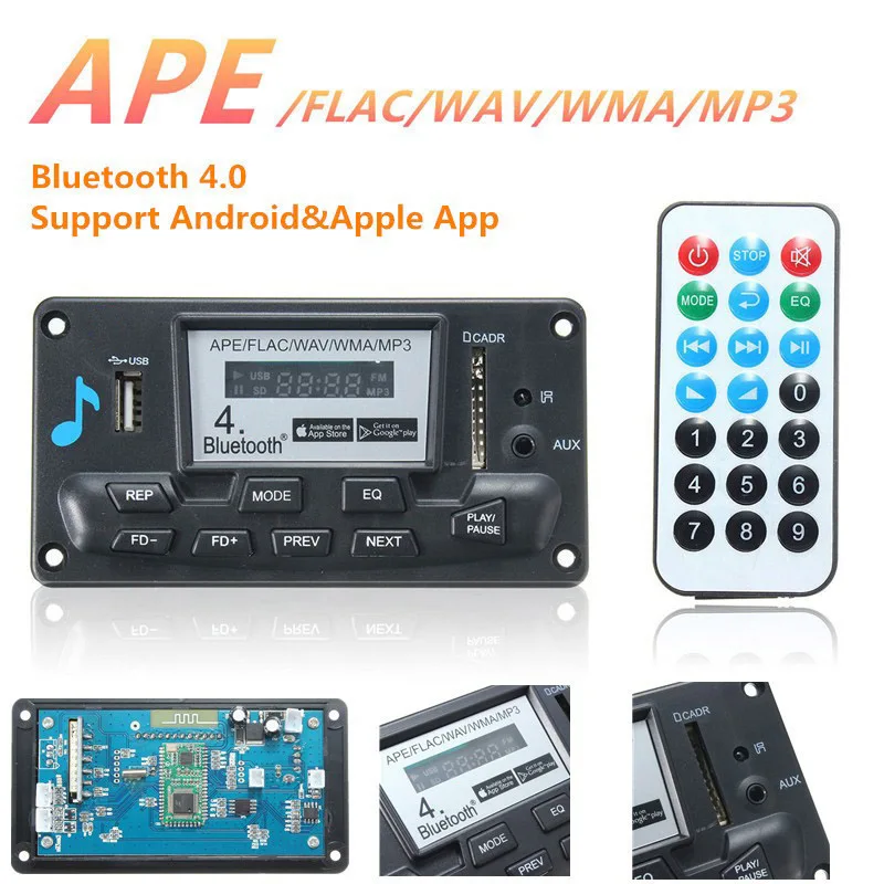 LEORY MP3 bluetooth декодер модуль MP3 WAV WMA APE bluetooth 4,0 аудио DAC декодер функция записи приложение управление телефоном