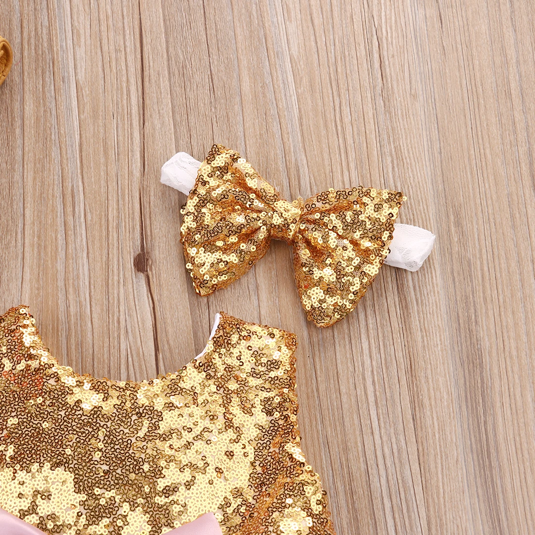 Платья принцессы для маленьких девочек платье торжеств с пайетками и бантом