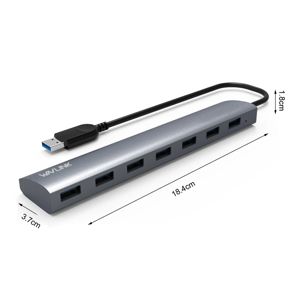 Super speed 7-Порты и разъёмы USB 3,0 Алюминий концентратор с выходом 5 V/4A Мощность адаптер USB разветвитель 3,0 Sup Порты и разъёмы s microsoft Windows, MAC OS Wavlink