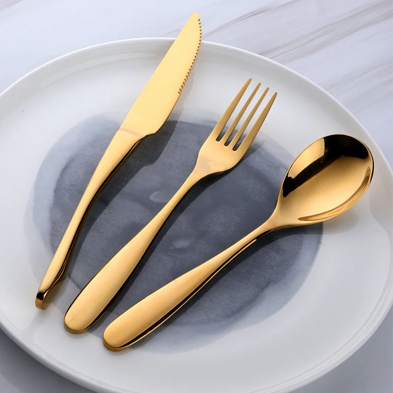 18 шт. набор столовых приборов из нержавеющей стали|dinner knife|purple dinnerware setblack tableware |
