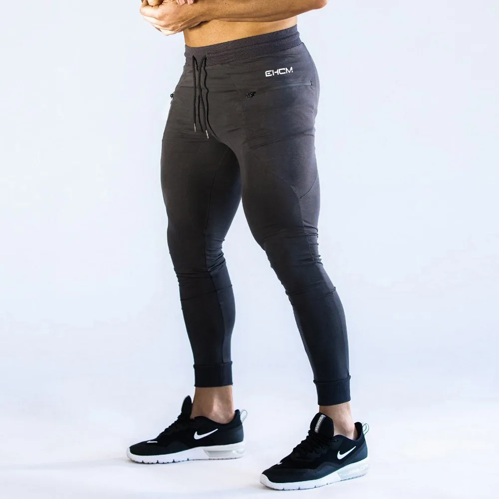 Мужские спортивные штаны для бега однотонные фитнеса эластичные мужские брюки