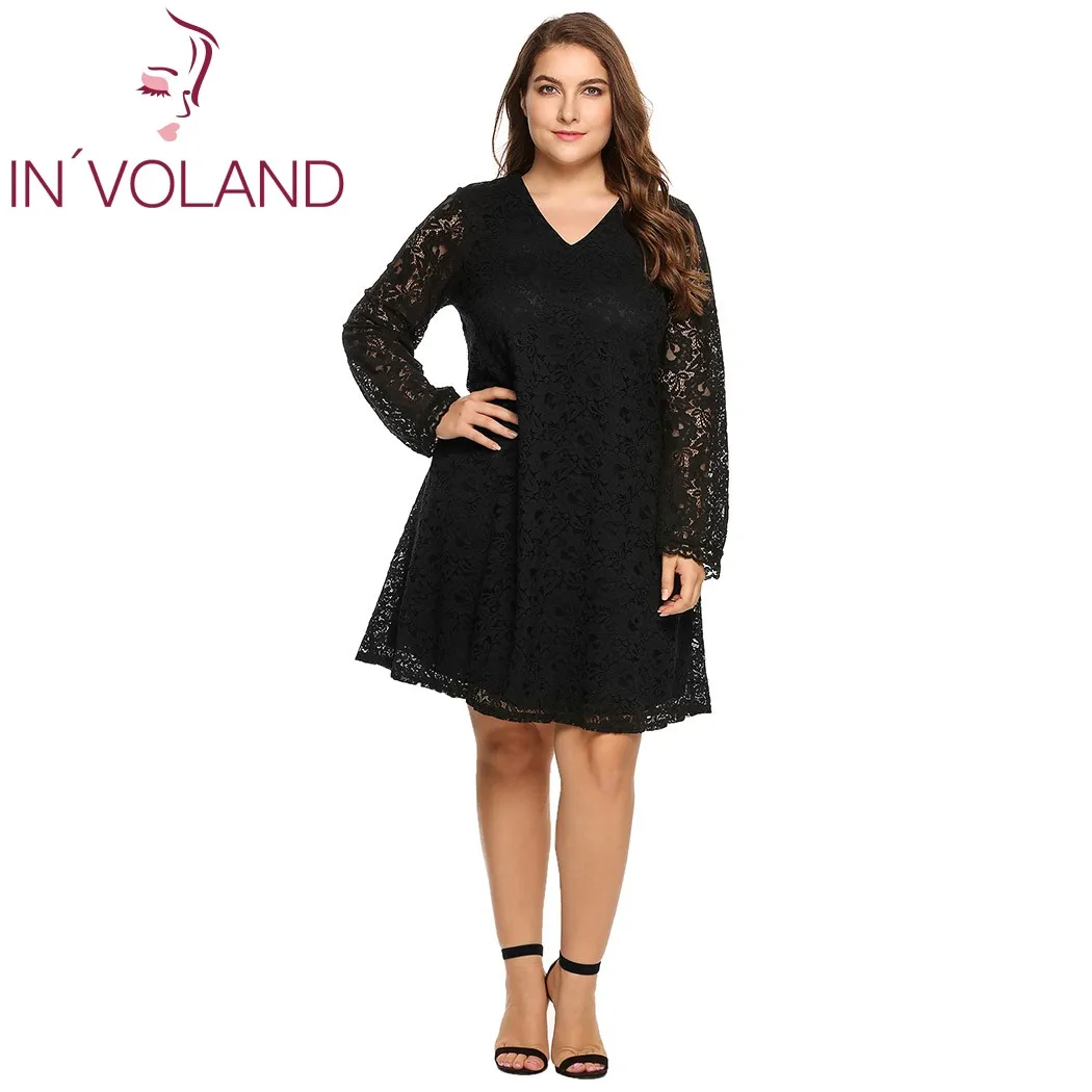 Женское кружевное платье IN'VOLAND повседневное Прозрачное большого размера с