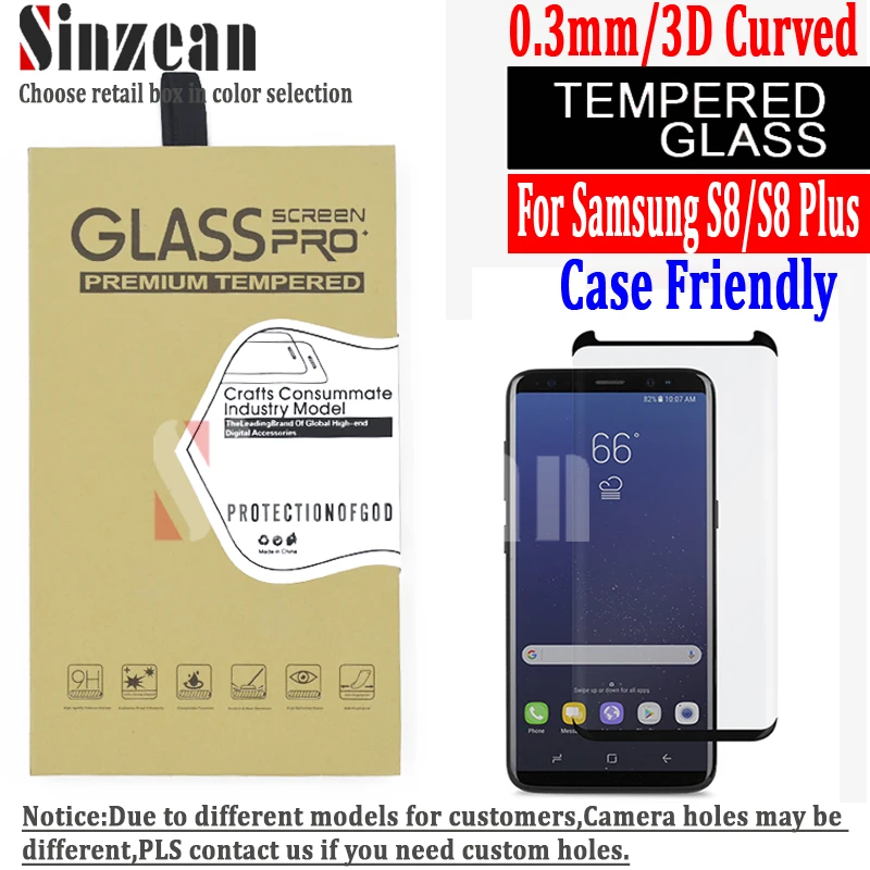 Sinzean 100 шт 3D изогнутые Накладка для Samsung Galaxy S8/S8 плюс закаленное Стекло Экран протектор(полный клей доступны
