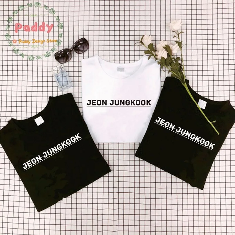 OKOUFEN Kpop, уличная футболка JEON JUNGKOOK, унисекс, Модный женский топ Tumblr, крутая футболка с принтом, черная хлопковая футболка, Harajuku, топы