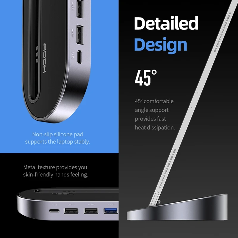 Рок-н-Тип usb C 3,1 станция dex 12-в-1 USB-C к HDMI, VGA, 100 Вт PD Быстрая Зарядка Док-станция с подставкой для планшета мобильных телефонов