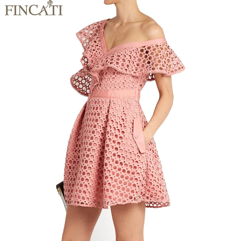 Женское платье весна лето 2017 кружевное мини с открытыми плечами и оборками|vestido de