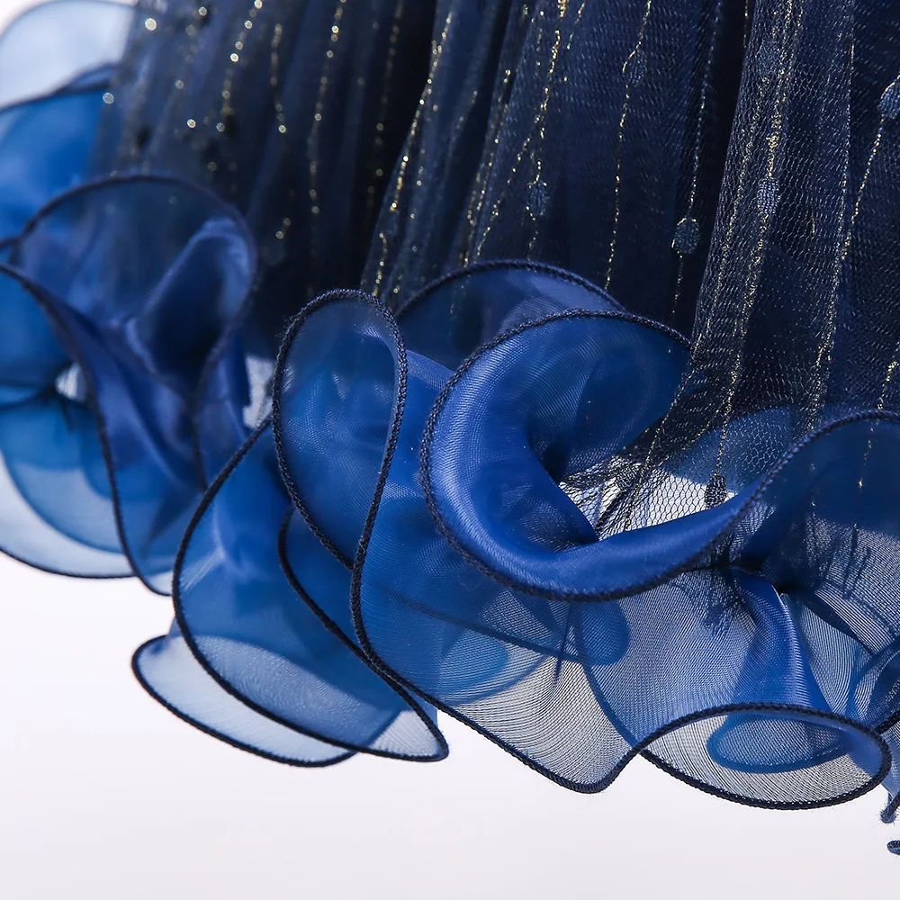 

Navy Blue Tulle Tank Sleeveless Ball Gowns Dress Princess Flower Girls Dress Lace First Communion Dresses For Little Girls