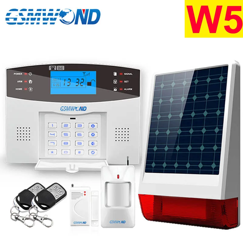 Smart APP меню lcd беспроводной 433 МГц SMS GSM двойной сетевой комплект для автоматизации дома детектор безопасности охранной сигнализации - Цвет: M2B W5