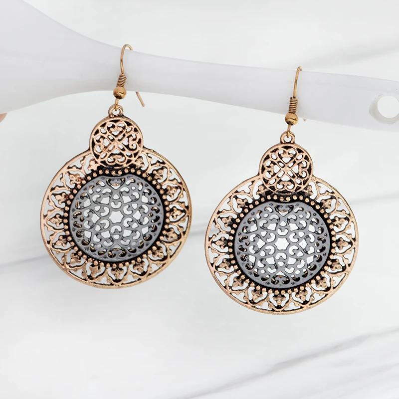 Серьги в стиле бохо полые серьги ретро с узором креативные форме лебедки подарок