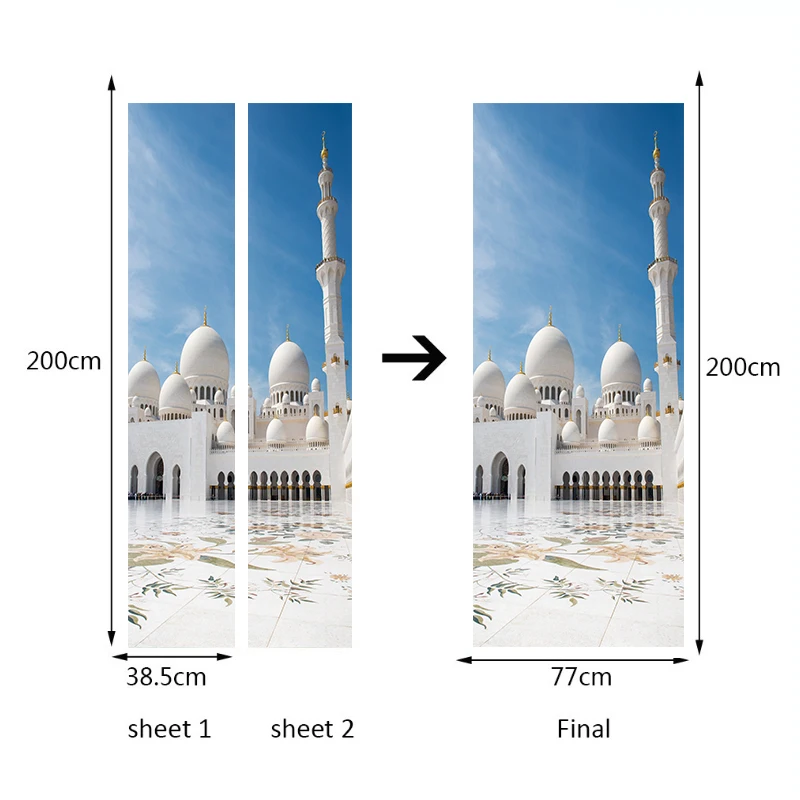 2 шт./компл. креативные мусульманские узоры дверь ПВХ Плакат Наклейка Окно