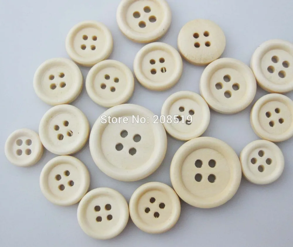 

WBNNEV 4 Holes Round Natural wood buttons mix 6 sizes 100pcs/lot Decorative sewing Button garment accessories