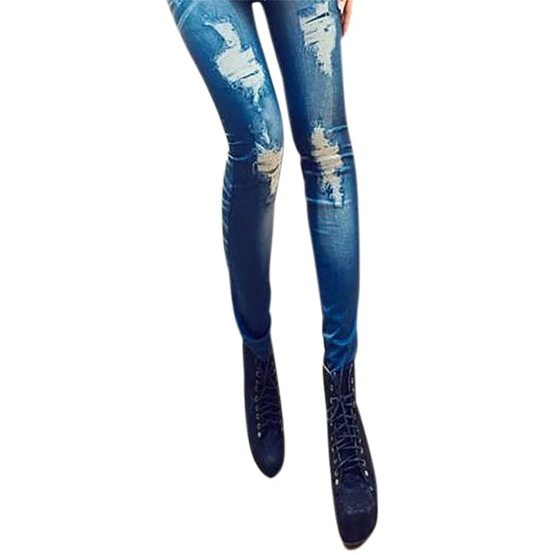 Женские повседневные эластичные обтягивающие леггинсы винтажные потертые