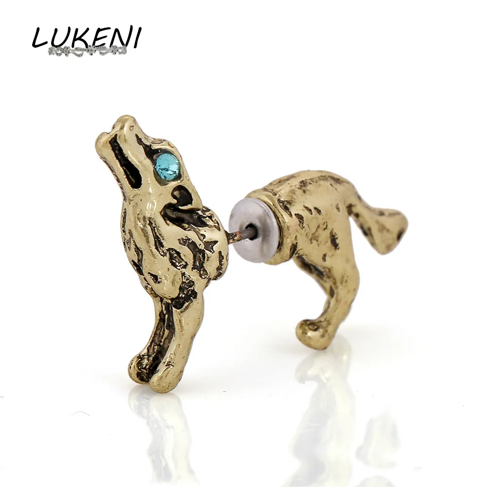 

LUKENI 10Pcs/Lot Free Shipping Fashion Jewelry Punk Ear Cuff Stud Earrings Wolf Metallic Feel Earrings Wholesale SE006