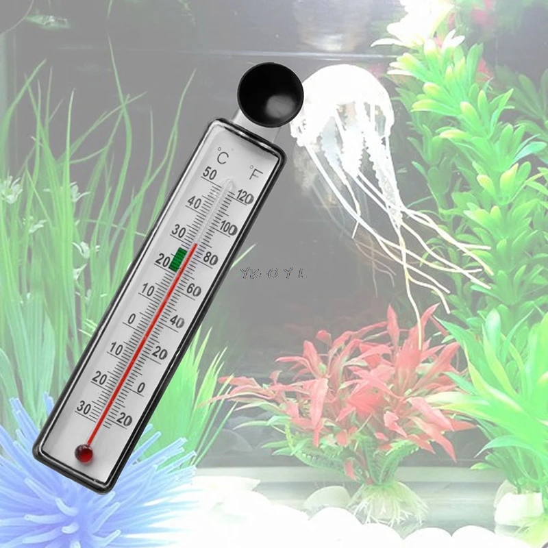 

Aquarium Fish Tank Thermometer Glass Meter Water Temperature Gauge Suction Cup