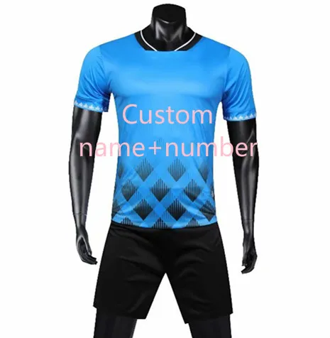 Custom name number Мужские майки для футбола, комплект футбольной формы для взрослых, спортивный костюм с коротким рукавом для футбола, тренировочный костюм, спортивная одежда - Цвет: Custom name number