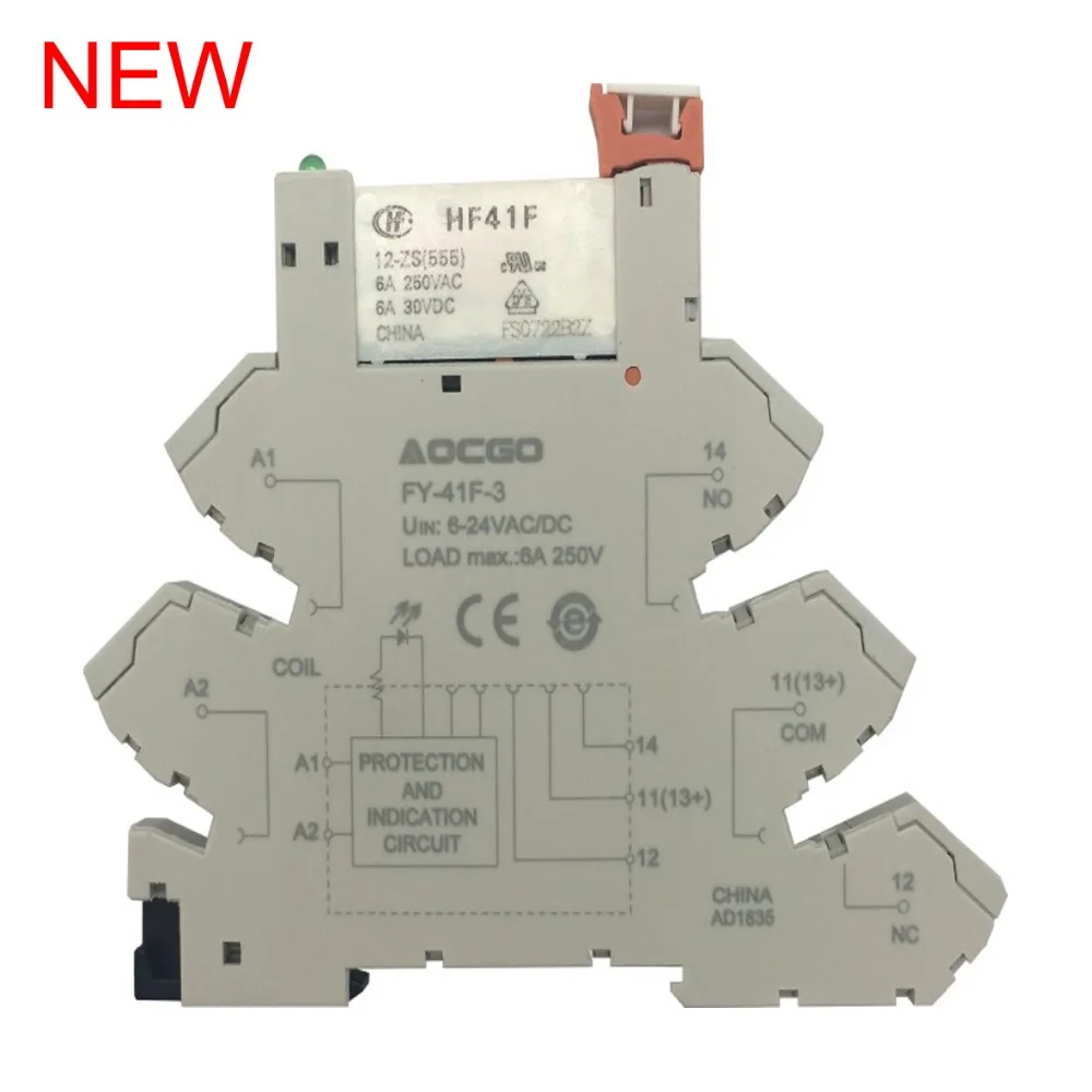 Тонкий релейный кронштейн 6A 250 В винтовой разъем светодиодный с защитной схемой 12