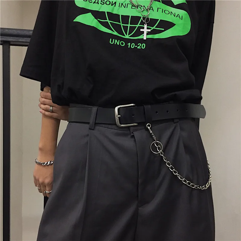Корейский INS Harajuku BF женский черный пояс в стиле хип-хоп винтажная Повседневная крутая Мода Ulzzang пара ins сплошные ремни