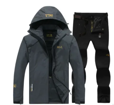 gray and black Лыжный костюм, Женская куртка, лыжный костюм, ветрозащитный, теплый водонепроницаемый, аварийная одежда, костюм для горного туризма - Цвет: gray and black