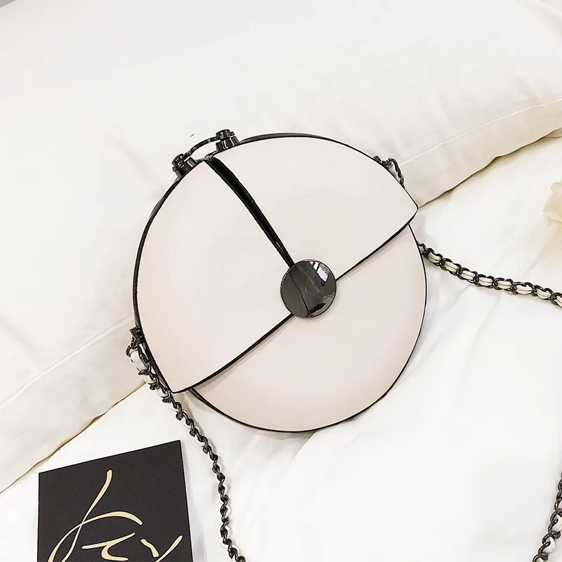 LANSO Women Bag Personality Clip Round Mini Packet Purse High Quality Fashion Stitching Chain Shoulder Messenger Bags | Багаж и сумки