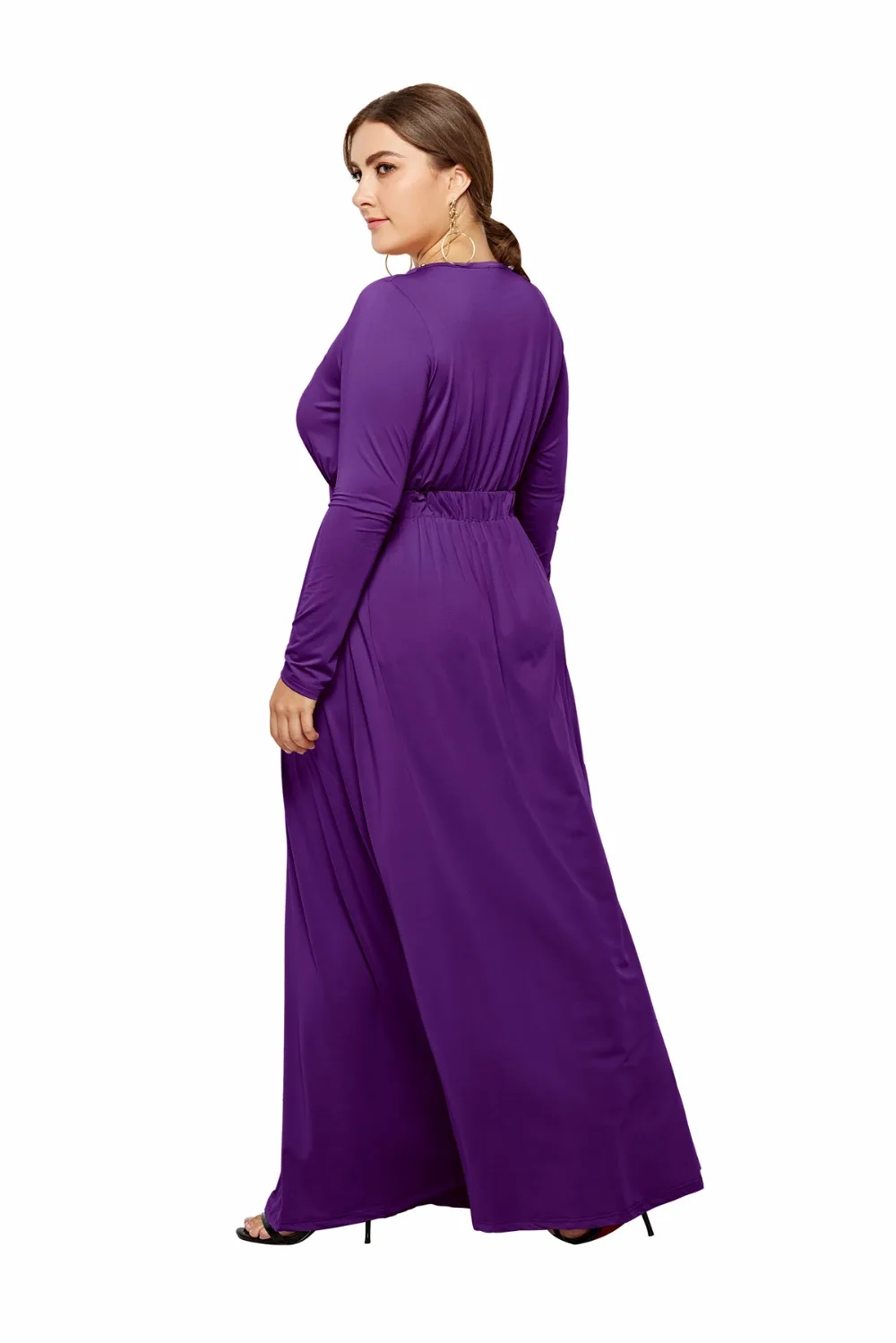 

High Quality Spring 2019 Casual Women Maxi Dress Long Sleeve O-neck Hollow Out Loose Dress Elegant Plus Size Women Long Dress