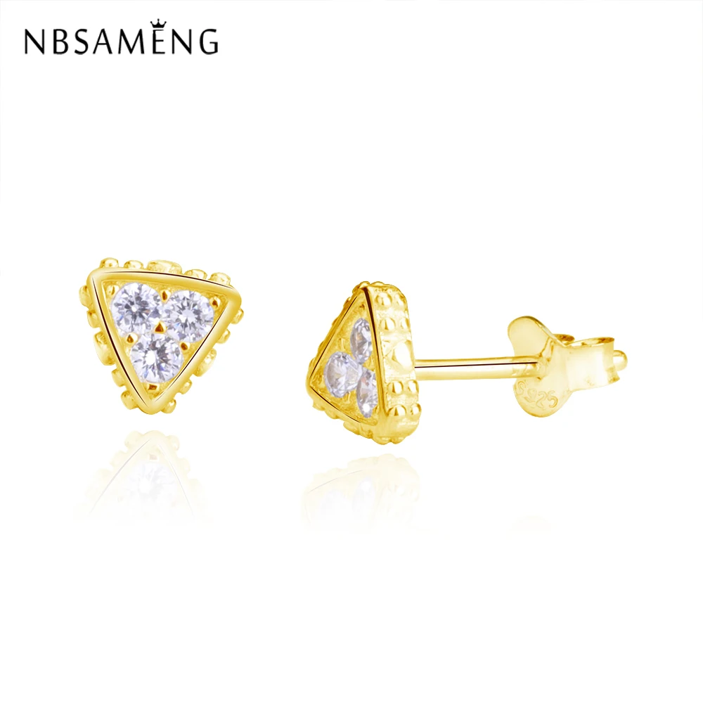 Женские серьги гвоздики из серебра 2019 пробы с треугольниками|Серьги-гвоздики| |