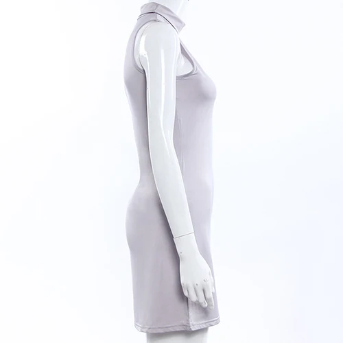 

Women's Summer Fashion Casual High Neck Sleeveless Solid Mini Dress