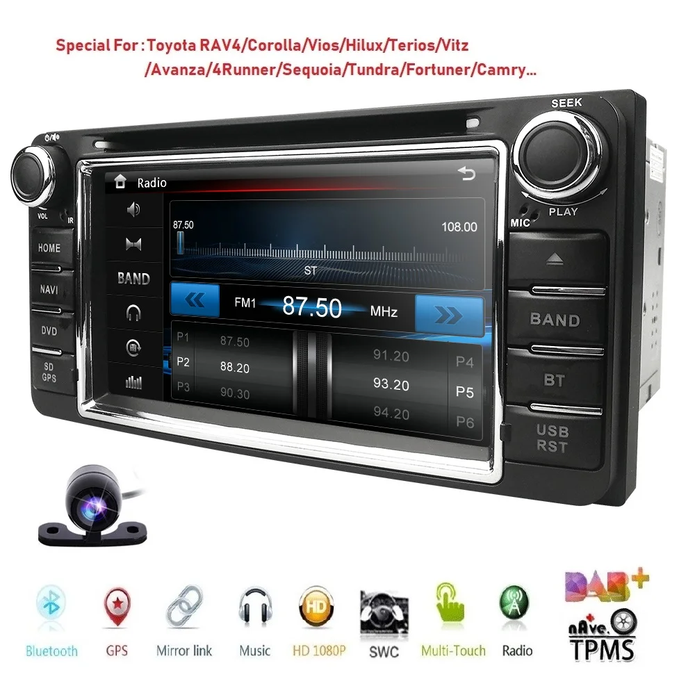 3g WINCE 6,0 2DIN автомобильный монитор DVD gps для Toyota Terios Старый Corolla Camry Prado RAV4 Универсальный Bluetooth емкостный 800*480 DAB