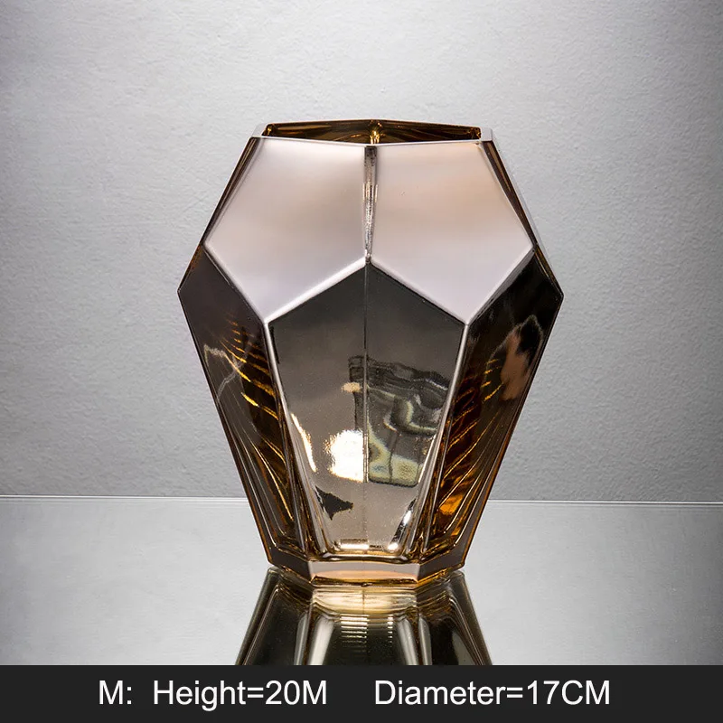 A2 12x3cm Современная цветная Алмазная стеклянная ваза Гальваническая настольная большая ваза сухие цветы Гидропоника Геометрическая ваза домашний Свадебный декор - Цвет: A2 12x3cm