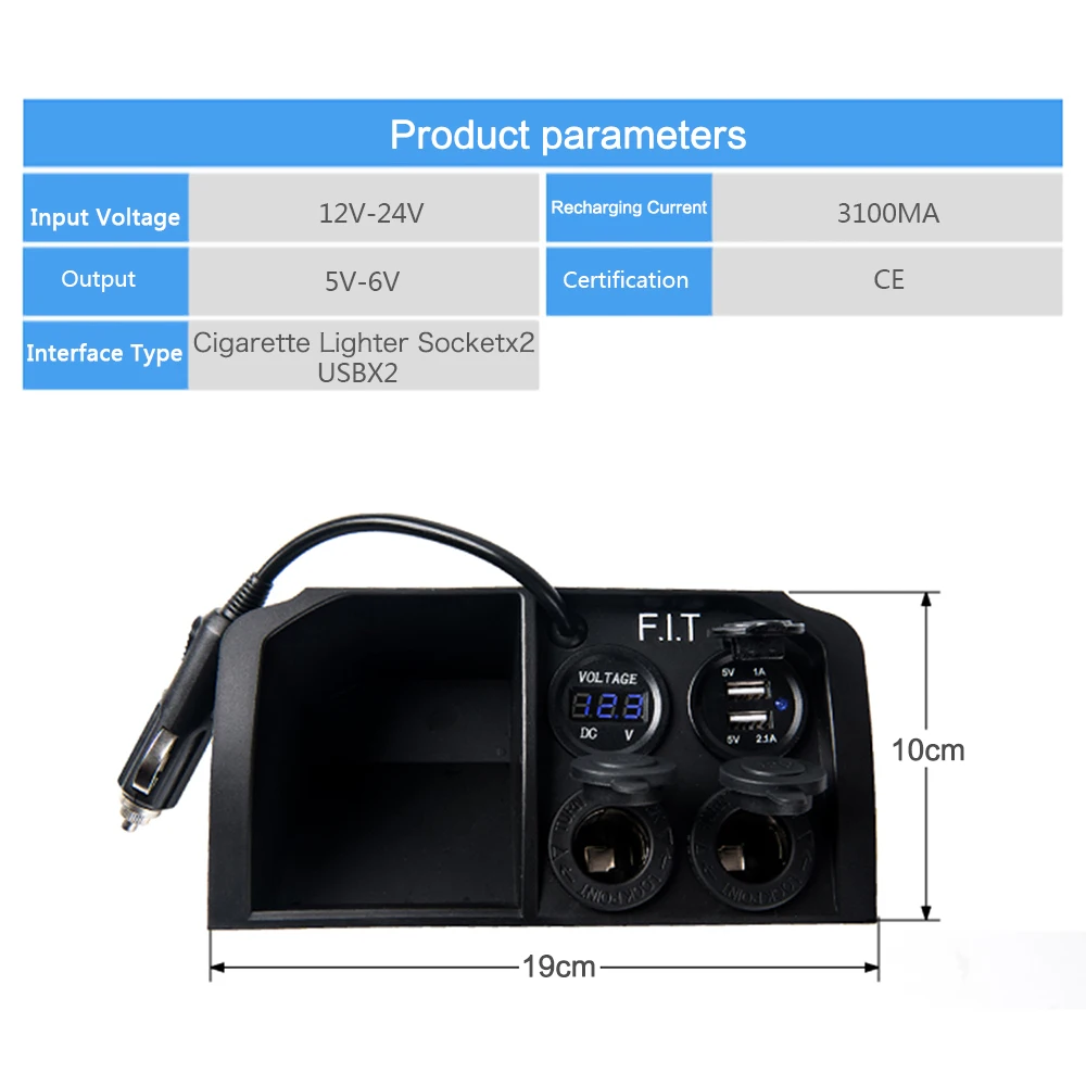 OEM 2 порта автомобильное зарядное устройство для Honda Jazz только 12 В Автомобильное зарядное устройство с вольтметр светодиодный дисплей+ двойной USB прикуриватель разъем+ 2 USB