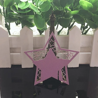 Purple 10 цветов 50 шт. звезда лазерная резка, настольный знак вина стекло бумажная карточка с именем и местом Свадьба День рождения детский душ вечерние принадлежности - Цвет: Purple