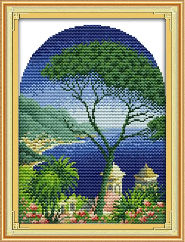 Вечнозеленое дерево Счетный крест сценический Набор для вышивки крестиком узоры