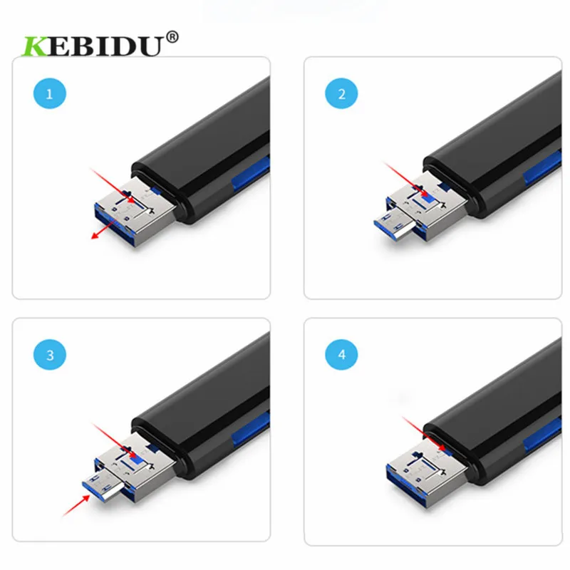 USB-ресивер Kebidu 5-в-1 OTG TF-кардридер адаптер высокоскоростной USB 2 0 чтение