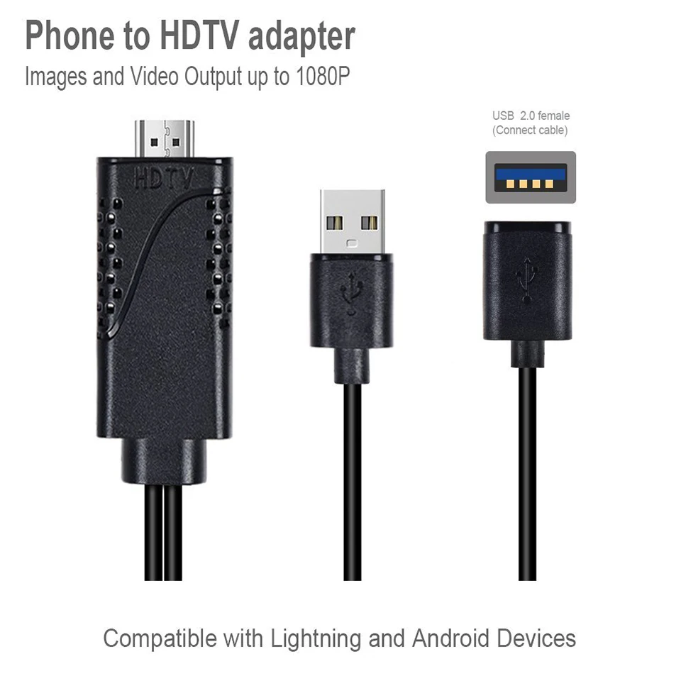 HDMI адаптер для iPhone 6 7 8 x iPad Samsung Тип C 1080 P HD Выход зеркало plug and играть ТВ/проектор