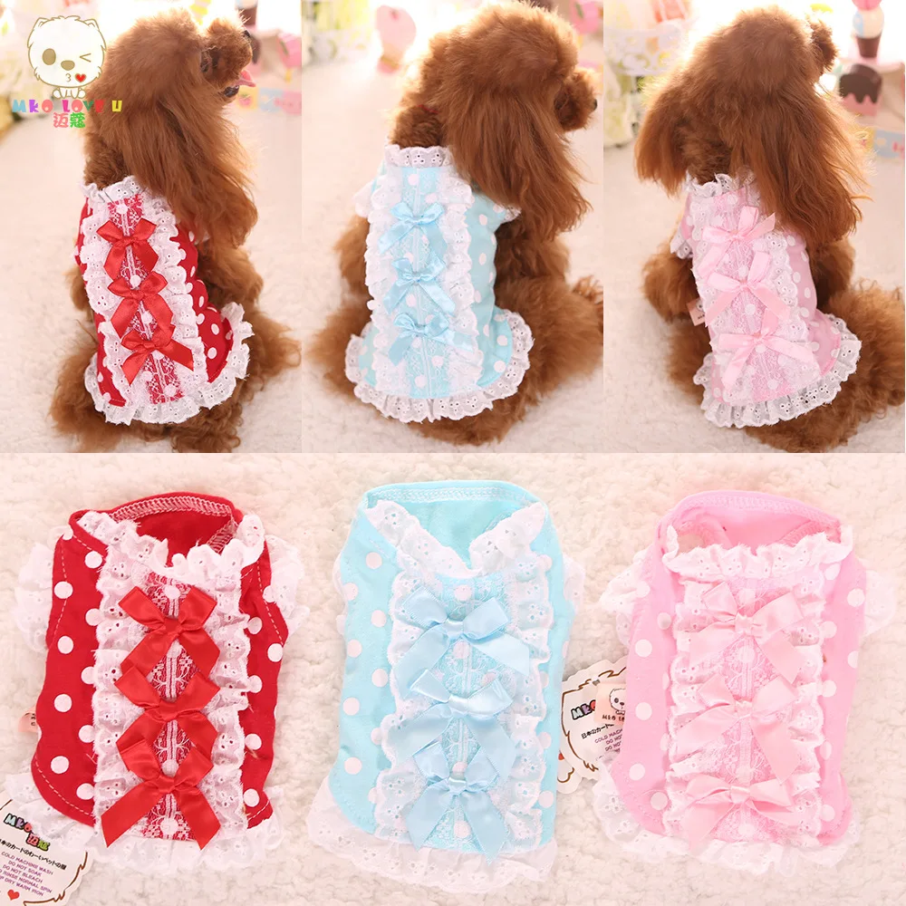 Puppy Lace Coat Soft Vest Pet Clothes For Small Dogs 100% Cotton Dog Clothing Sweet Shirt Dot | Дом и сад