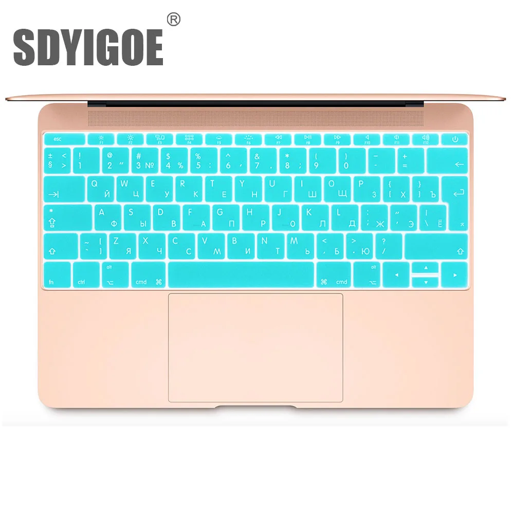 Lake blue Русская крышка клавиатуры Мягкий силикон для Macbook 1" A1534 A1931 retina для Pro 13" не с сенсорной панелью A1708 A1988 ЕС введите ключ - Цвет: Lake blue