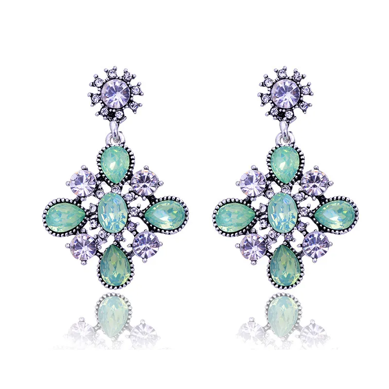 opal green Любовь Мода Стразы инкрустированные светильник зеленый хрустальный камень пирсинг серьги золото серебро цвет серьги гвоздики новые женские ювелирные изделия - Окраска металла: opal green