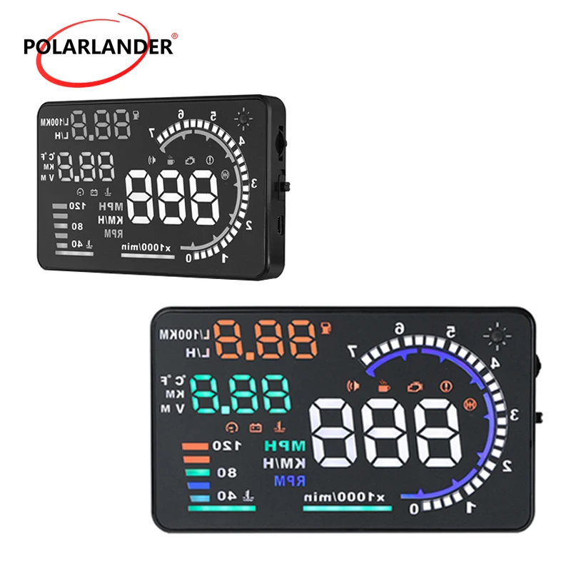 

A8 PolarLander OBD2 автомобильный HUD Дисплей светодиодный лобовое стекло проектор сканер скорость предупреждение расход топлива дисплей