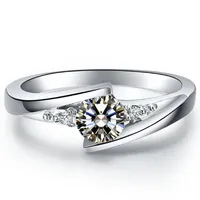14K 585 White Gold Wedding Ring Fashionable 0.5 Carat Diamond Women Female Ring Promise Jewelry Gift Celebration