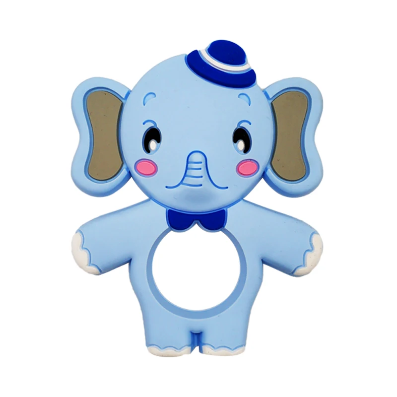 Elephant Blue Силиконовые Прорезыватели для зубов в виде животных, коала, детское кольцо, Прорезыватель для зубов, силиконовые игрушки для детей, подарок для прорезывания зубов, игрушки для малышей - Цвет: Elephant Blue