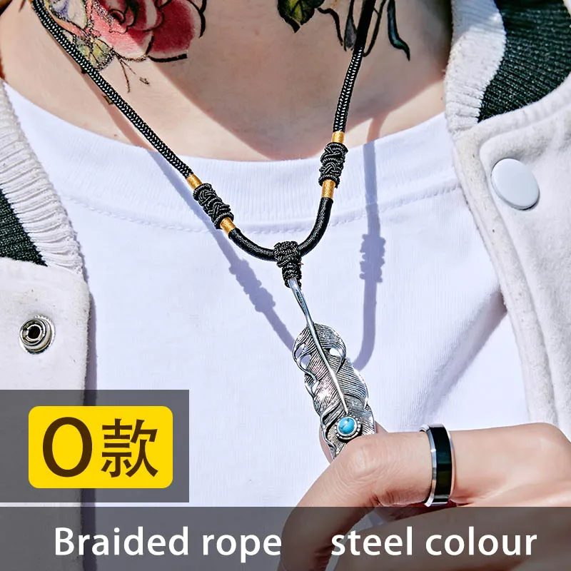 O style with lace Сталь солдат Новое поступление Панк перо синий человек ожерелье из нержавеющей стали ювелирные изделия - Окраска металла: O style with lace