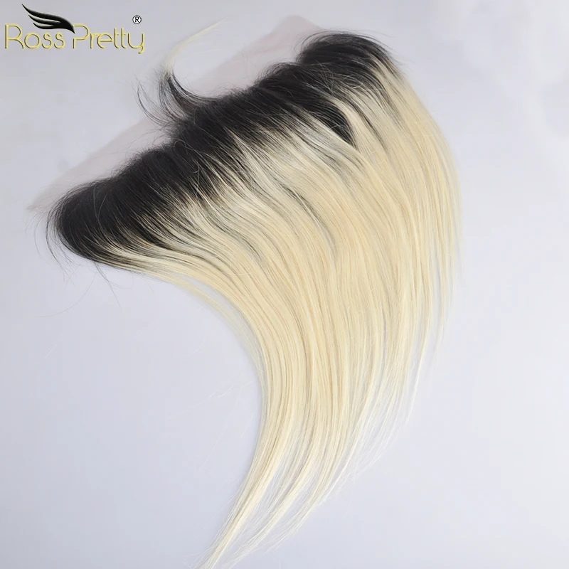 Ross Pretty Remy Прямые бразильские пучки волос с фронтальной Ombre Цвет 1b 613 кружева спереди с плетением волос 3 пучка