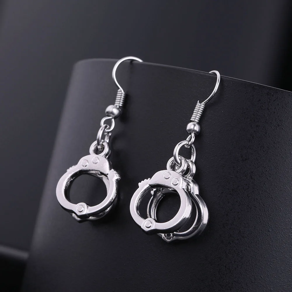 LIKGREAT Handcuff Errings Women Silver Color Jewelry Sets Handcuffs Pendant Necklace Best Gifts for Love Fashion Bijoux | Украшения и