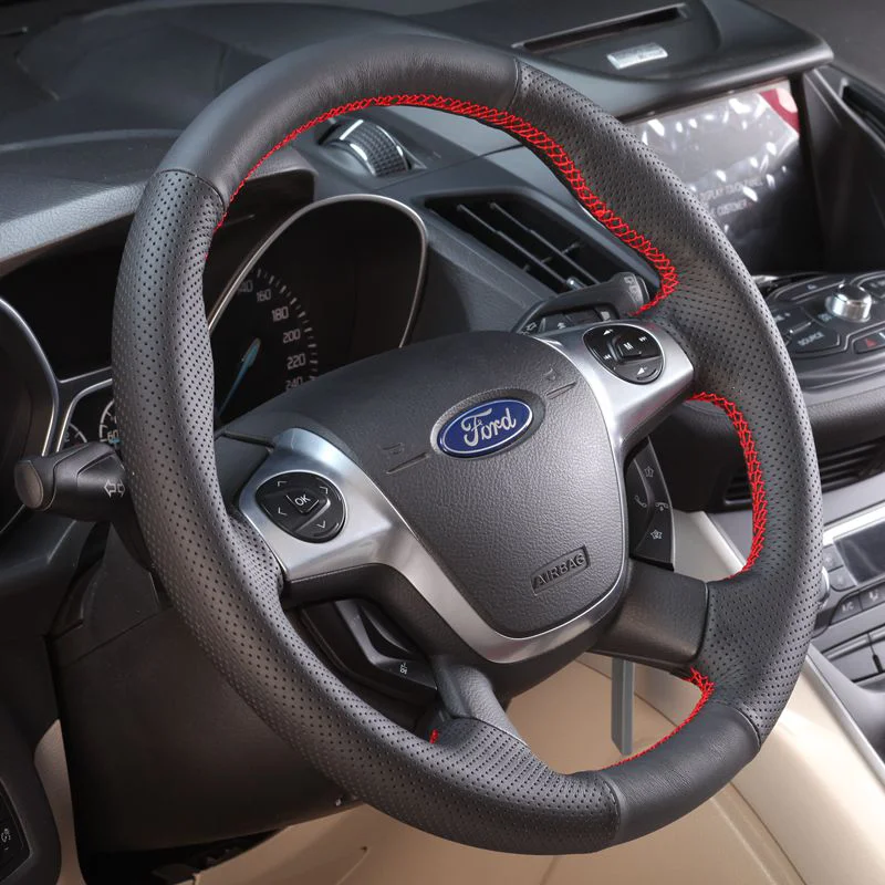 CARDAK искусственная кожа сшитый вручную чехол рулевого колеса автомобиля для Ford Focus 3 2012 2013 KUGA Escape 2013