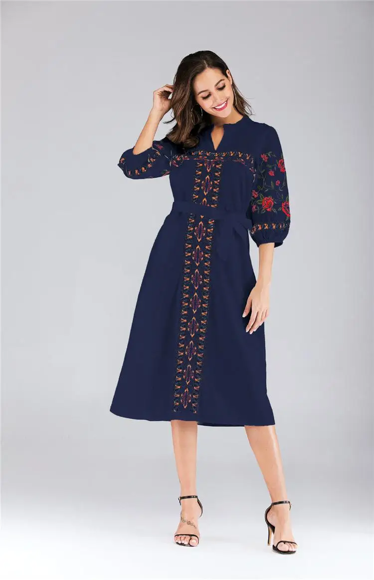 Женское этническое платье с вышивкой в стиле хиппи летнее винтажное бохо